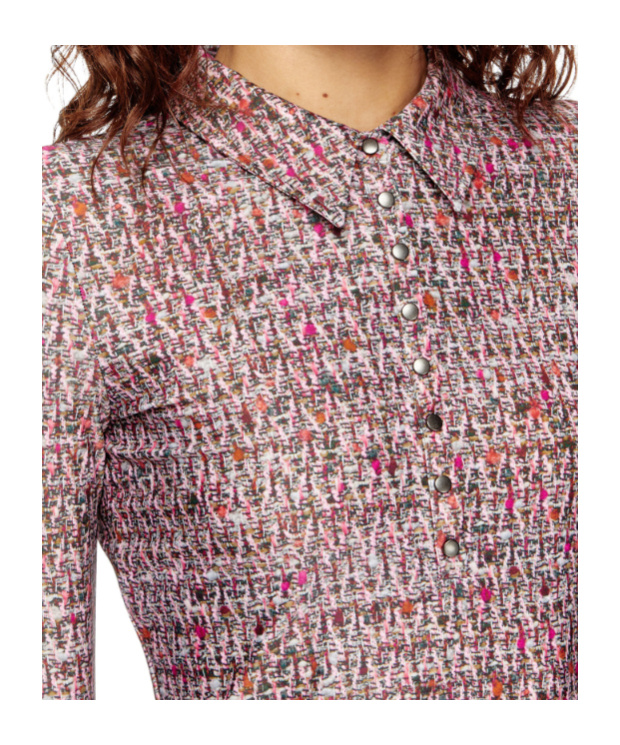 Diesel Textured All-over Print Long Sleeve Dress In Pink