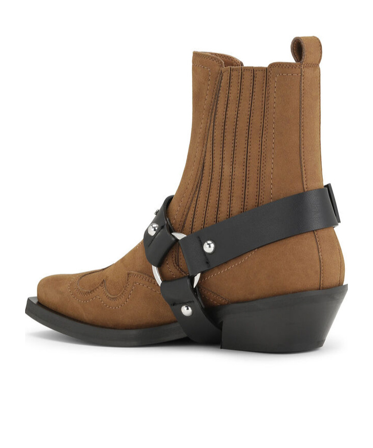 Ganni Western Chelsea Boot In Brown