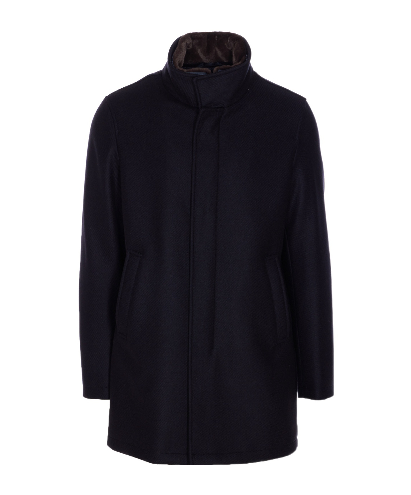 Herno Collar Shearling Removable Pockets Lateral Sleeves Long In Blue