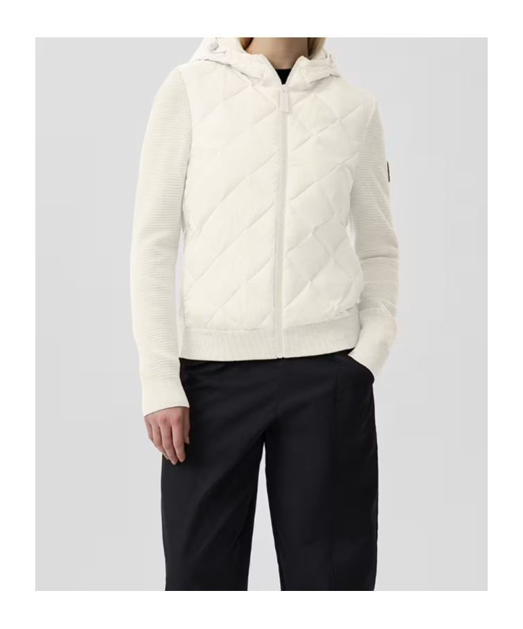 Canada Goose Women Hybridge Quilted Knit Hoodie Cottongrass In Neutral
