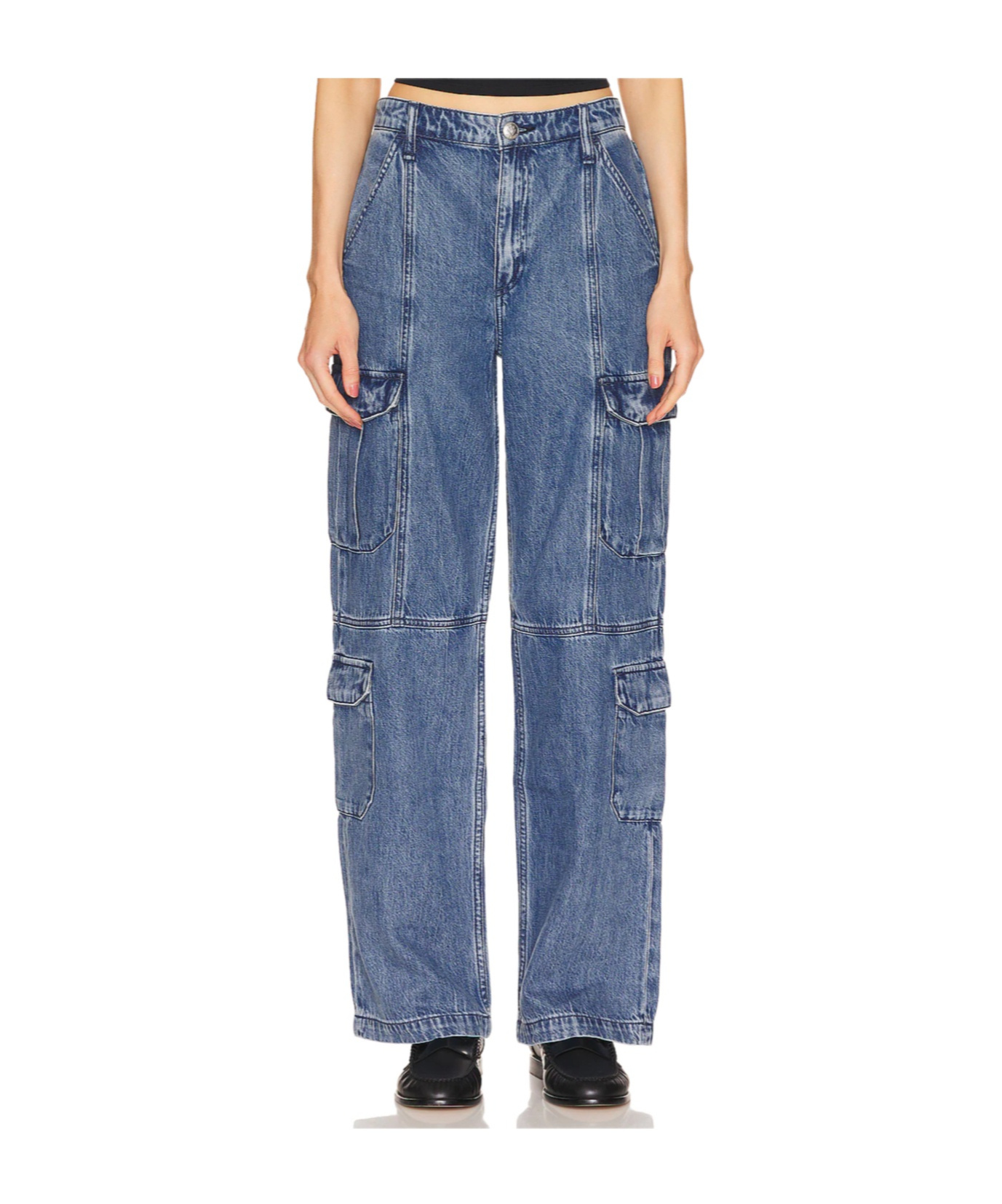 RAG & BONE BELT LOOP WAIST LOGO DECKED JEANS PANTS
