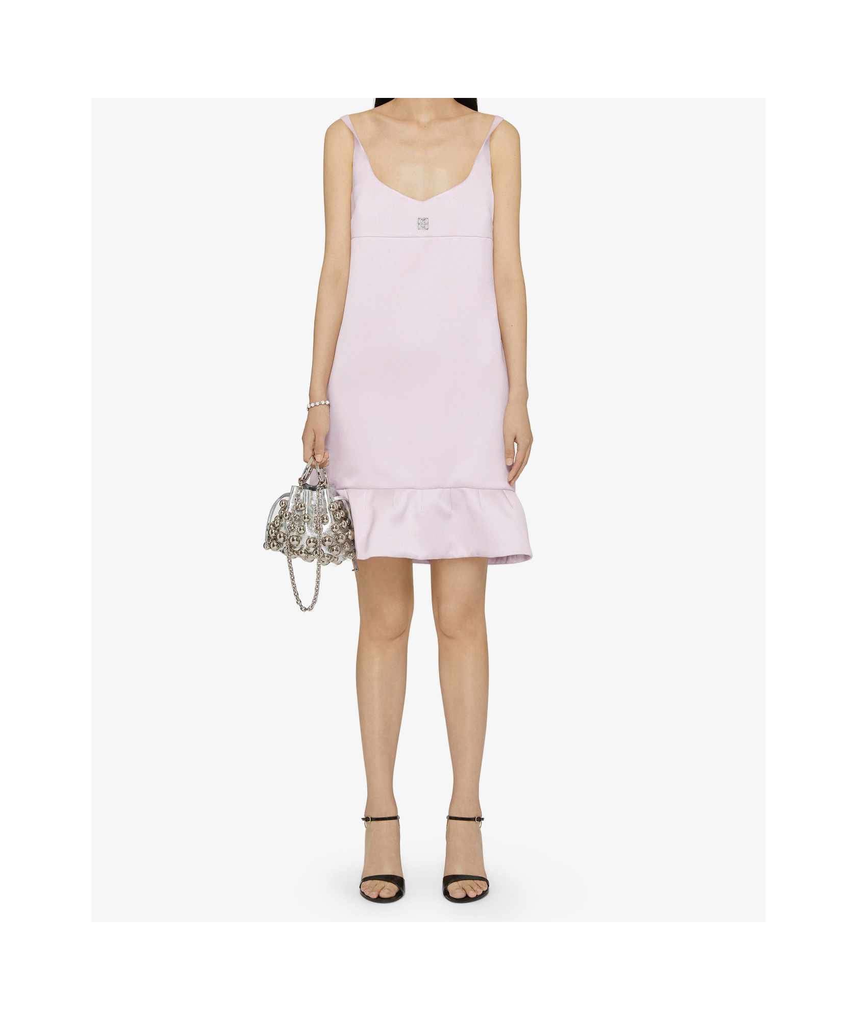 Givenchy Dress In Satin With Twisted Straps And 4g Detail In Pink