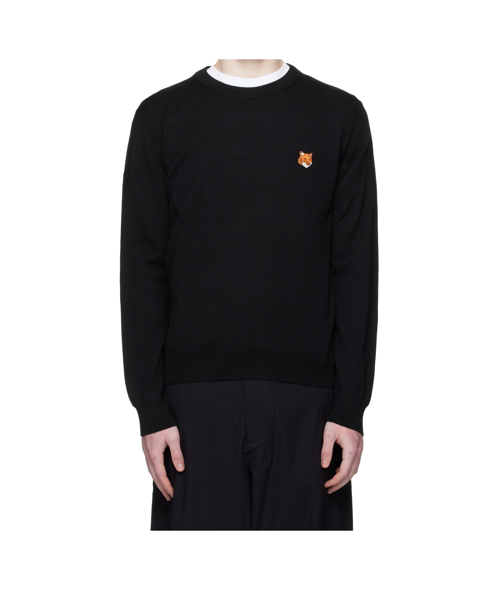 Maison Kitsuné Cotton Sweatshirt Featuring Fox Head Design In Black