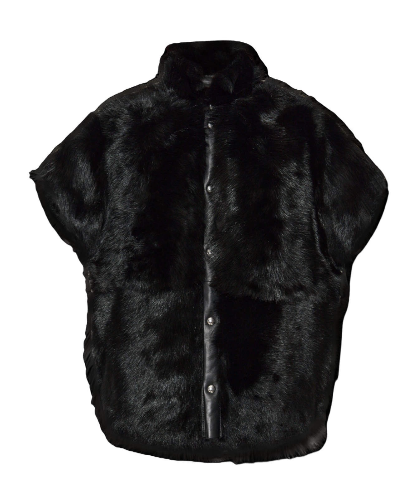 Iro Upright Collar Fur Jacket In Black