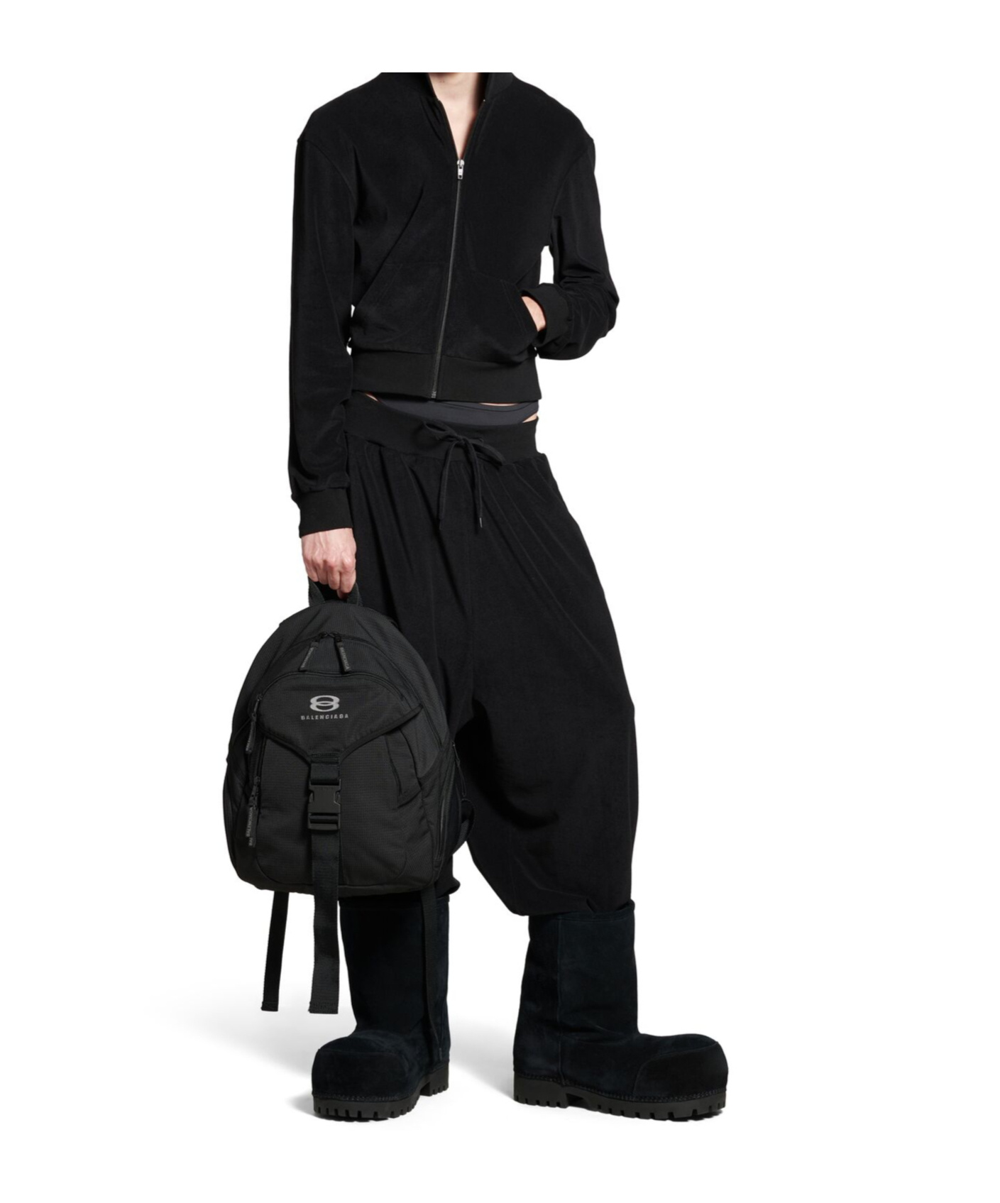 Balenciaga Unity Black Nylon Medium Backpack In Black