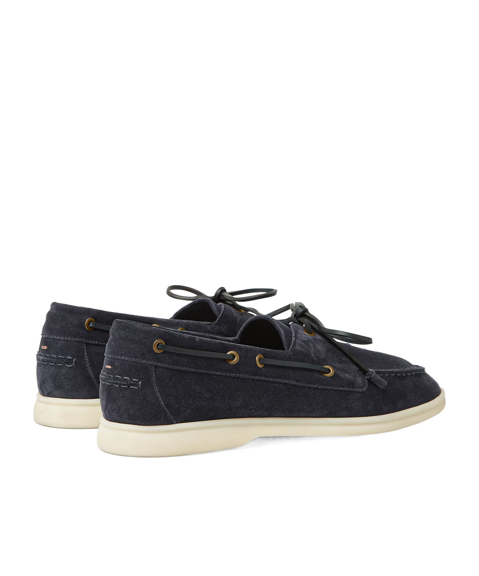 Loro Piana Suede Loafers With Rubber Sole And Metal Eyelets In Blue