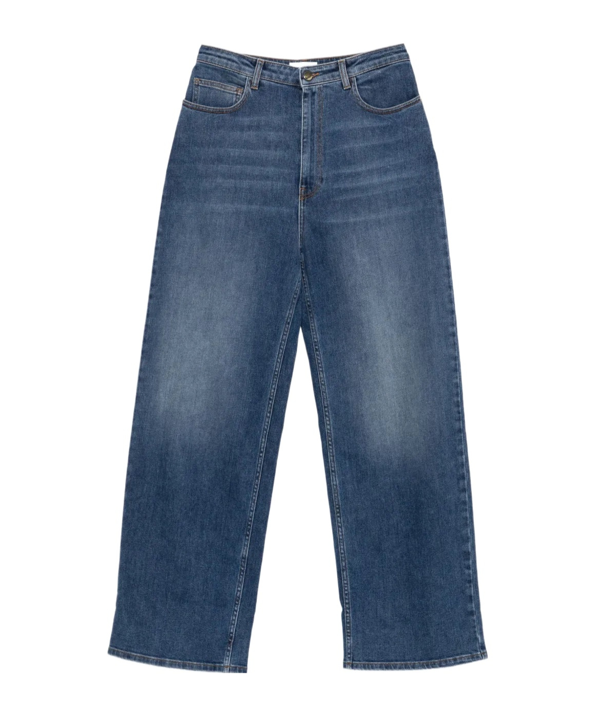 Fabiana Filippi Classic Blue Wide-leg Jeans With Traditional Design Elements In Blue