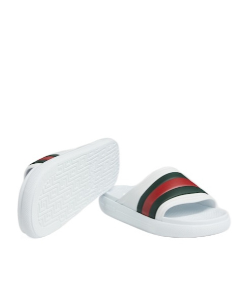 Gucci Web Slide Sandals In White