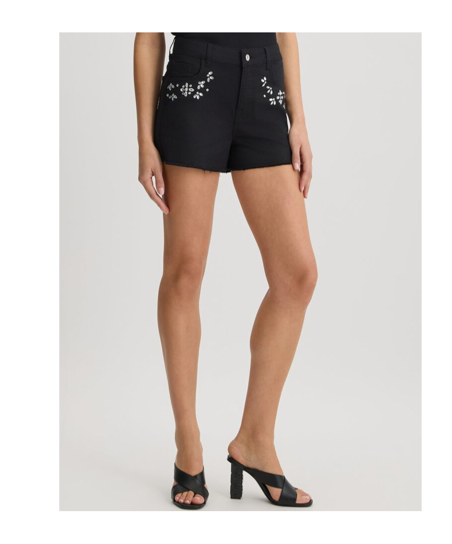Liu •jo Embellished Rhinestone Shorts In Black