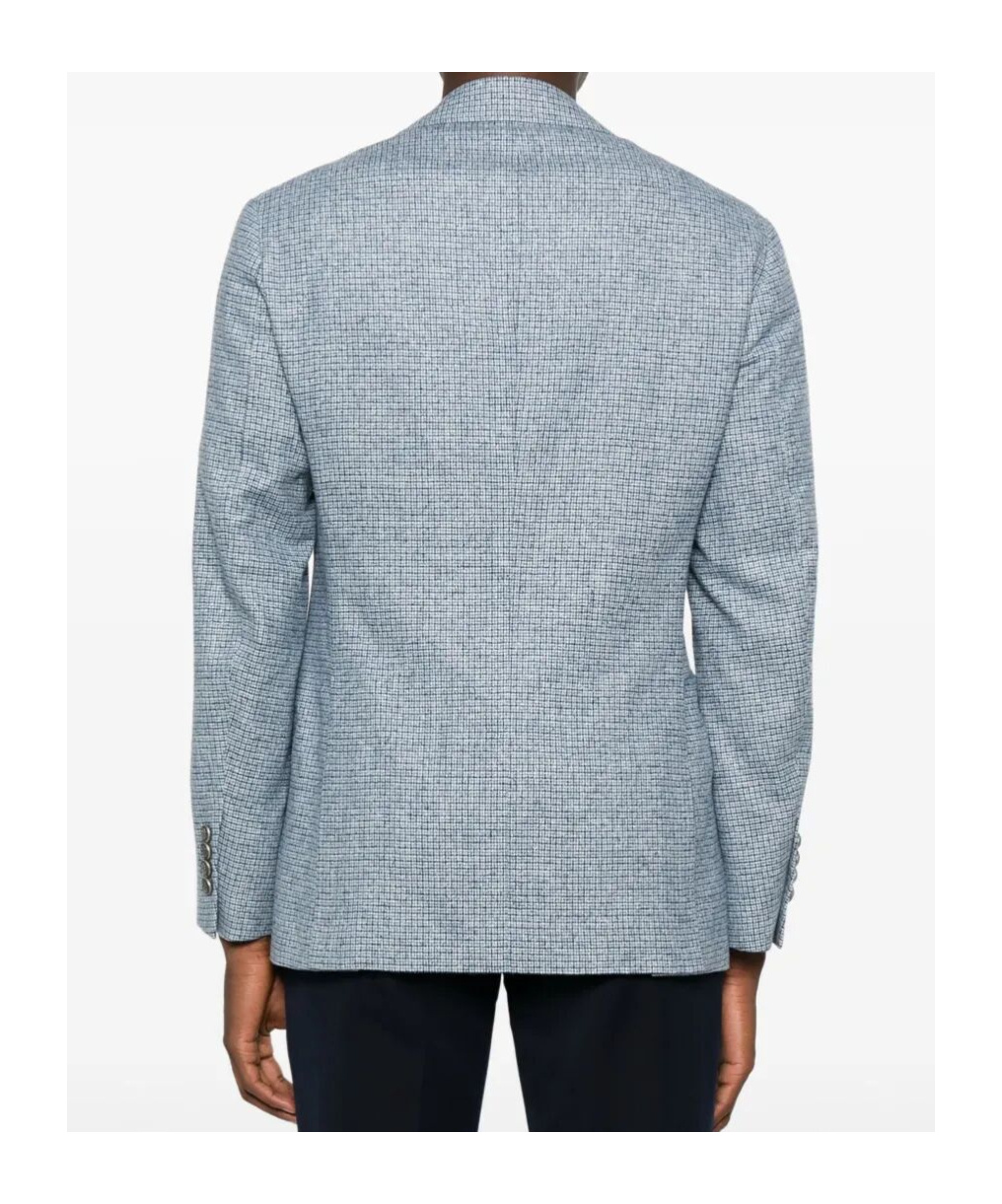 Brunello Cucinelli Checked Blazer In Blue
