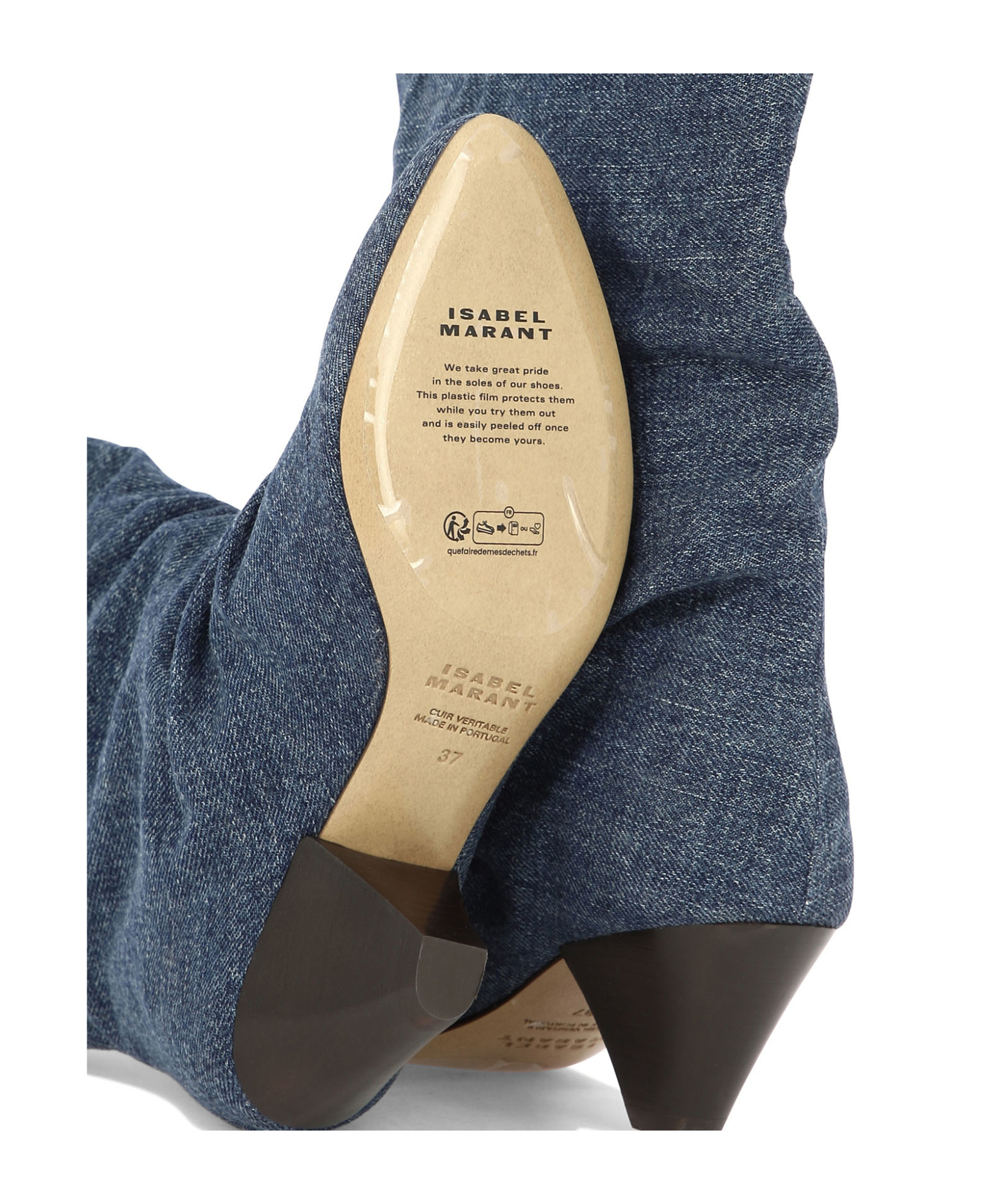 ISABEL MARANT FADED DENIM BOOTS