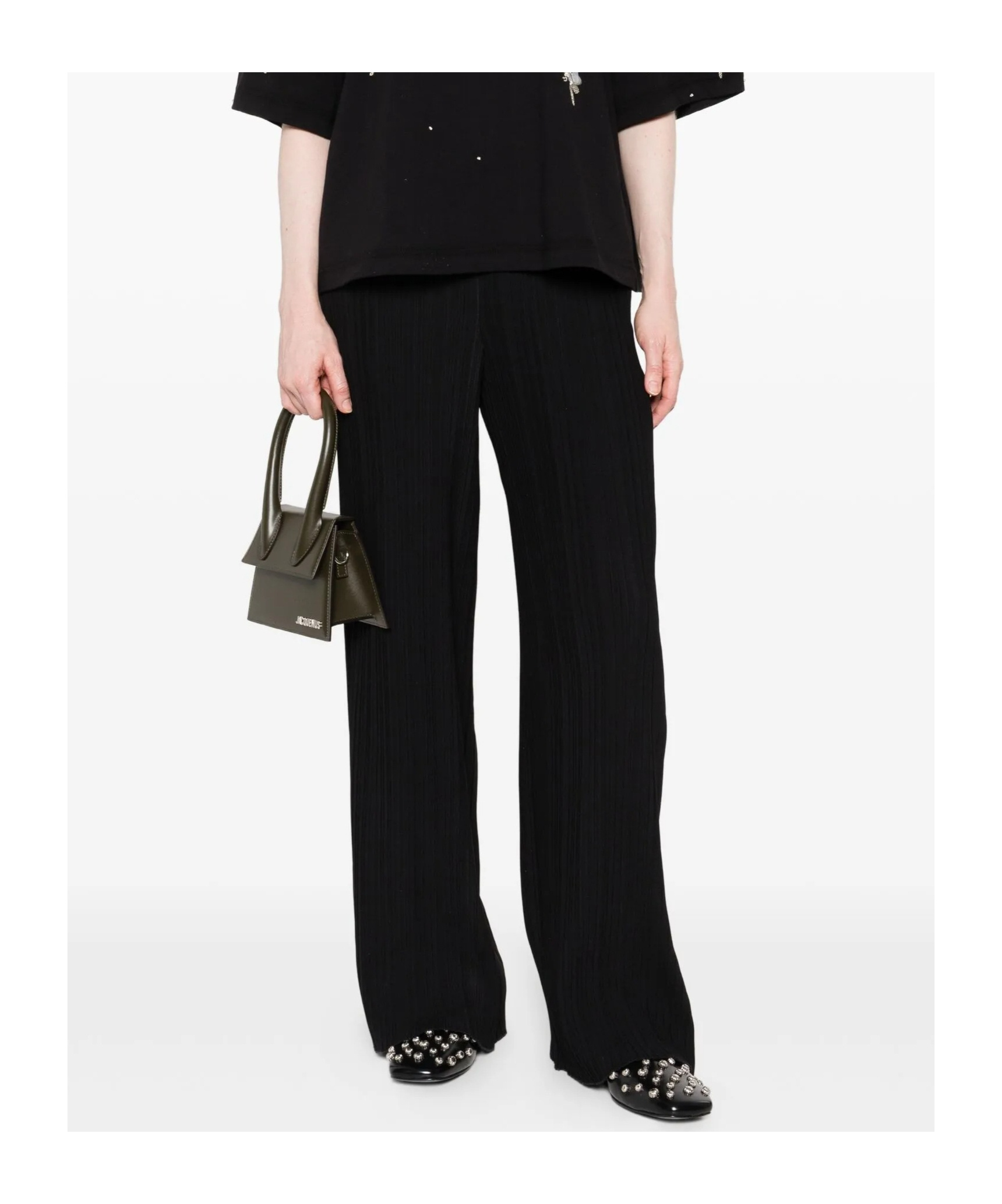 Forte Forte Pleated Wide-leg Trousers In Black