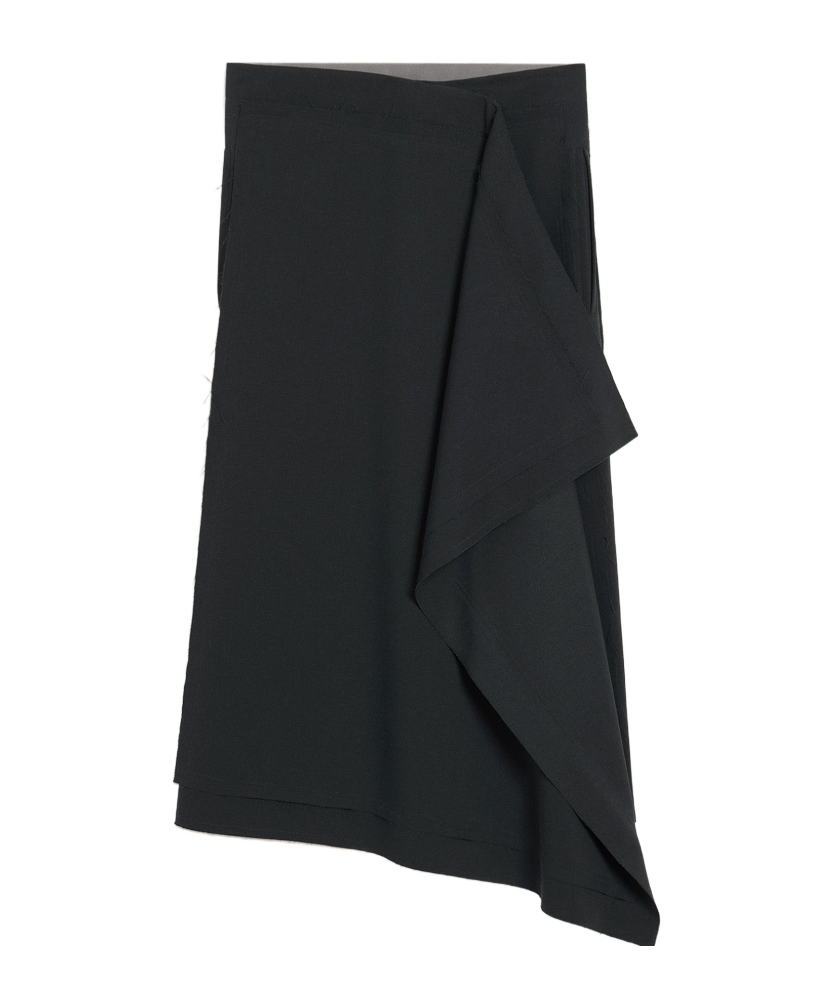 Ami Alexandre Mattiussi Wrap Asymmetrical Wool Skirt In Black