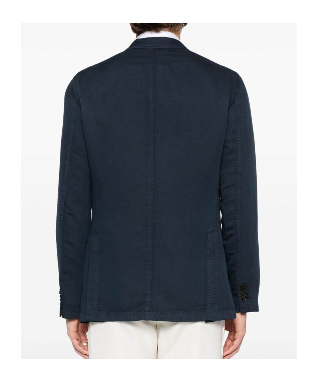 Boglioli Navy Blue Double-breasted Cotton Jacket In Black
