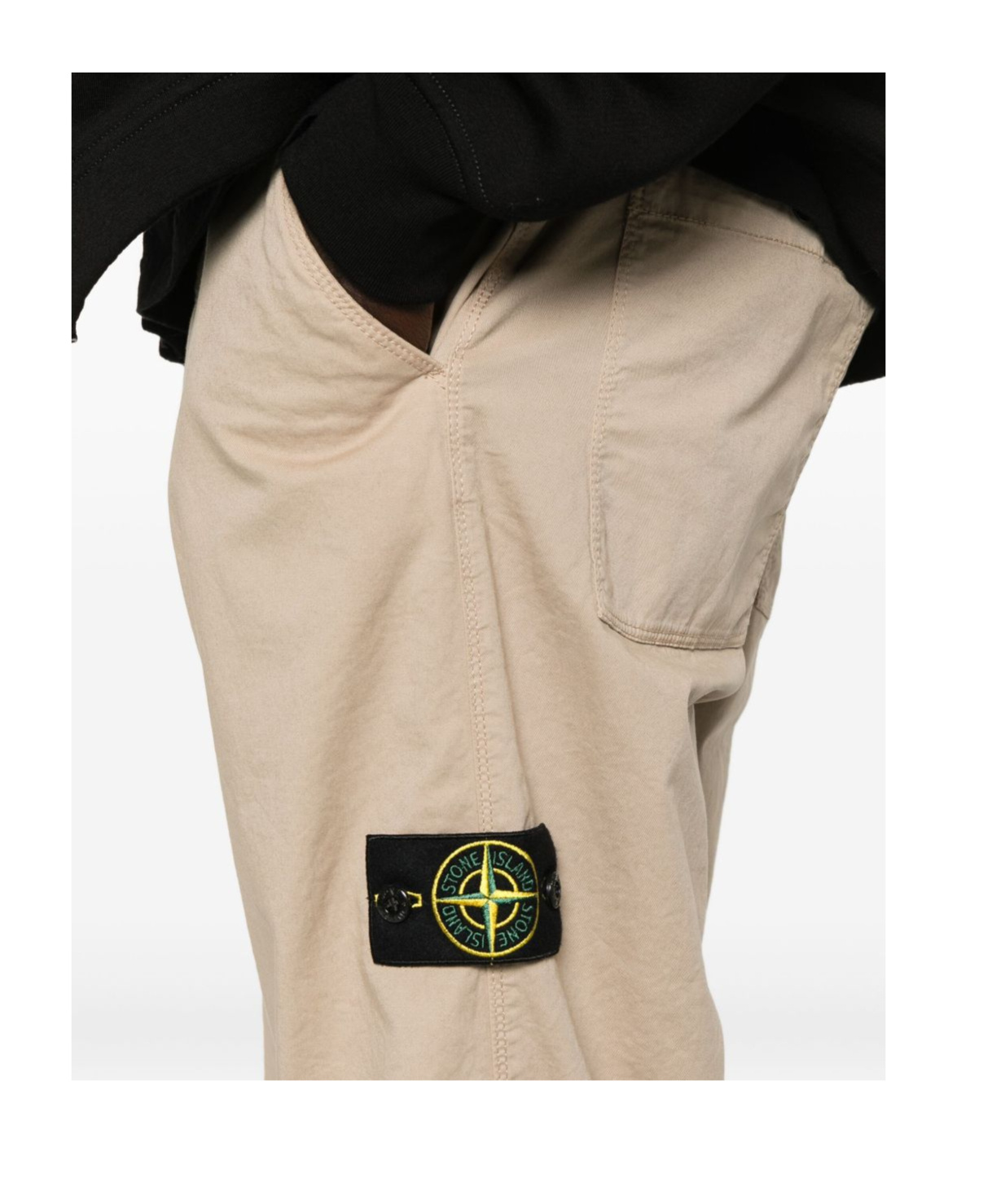 Stone Island Logo Cotton Cargo Trousers In Brown