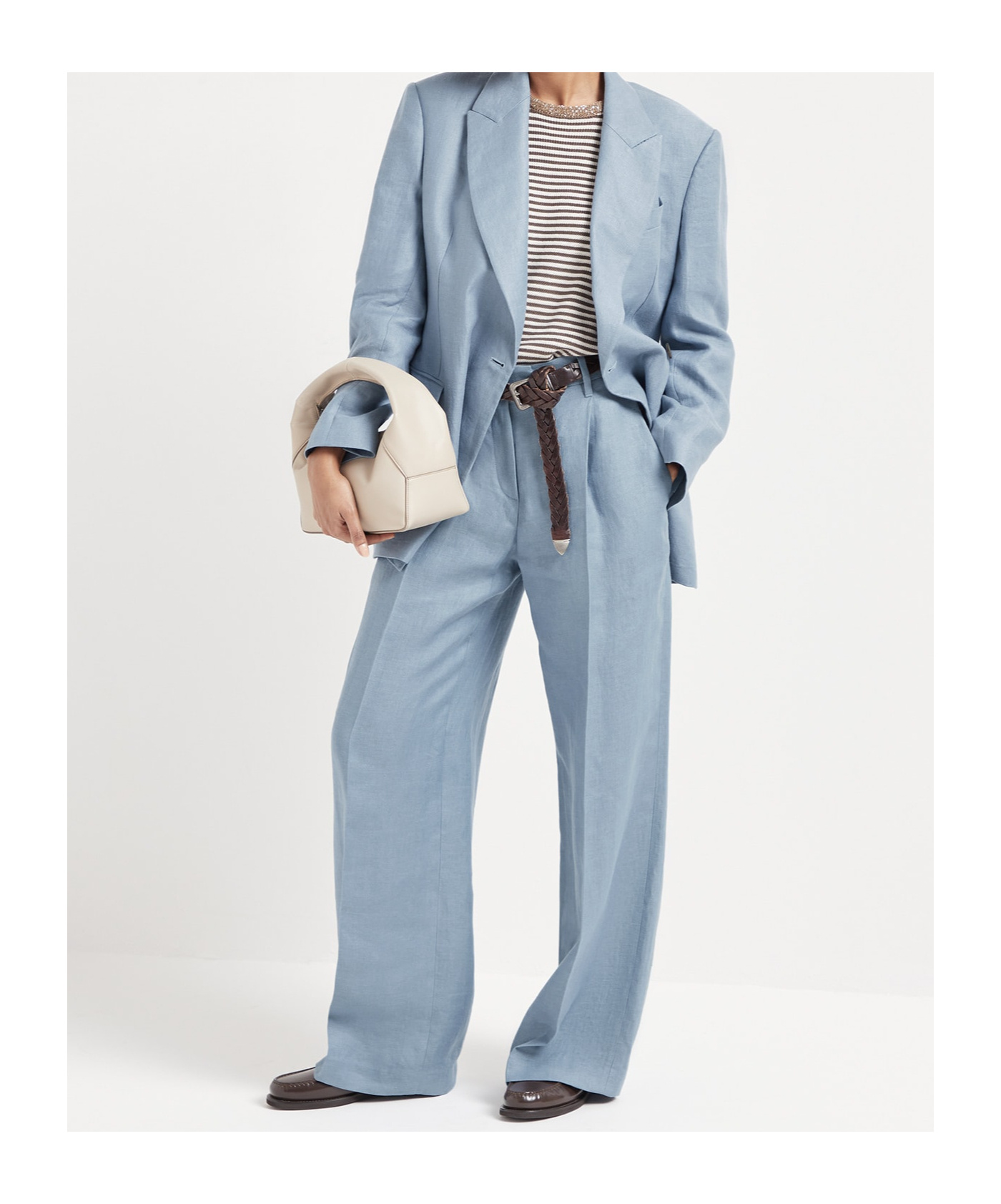 Brunello Cucinelli Pleated Palazzo Pants In Blue