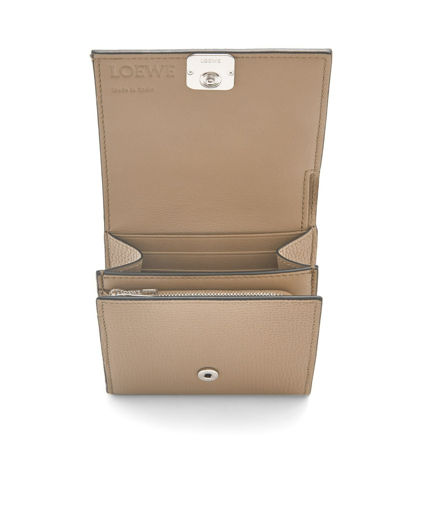 Loewe Anagram Compact Flap Wallet In Pebble Grain Calfskin In Neutral