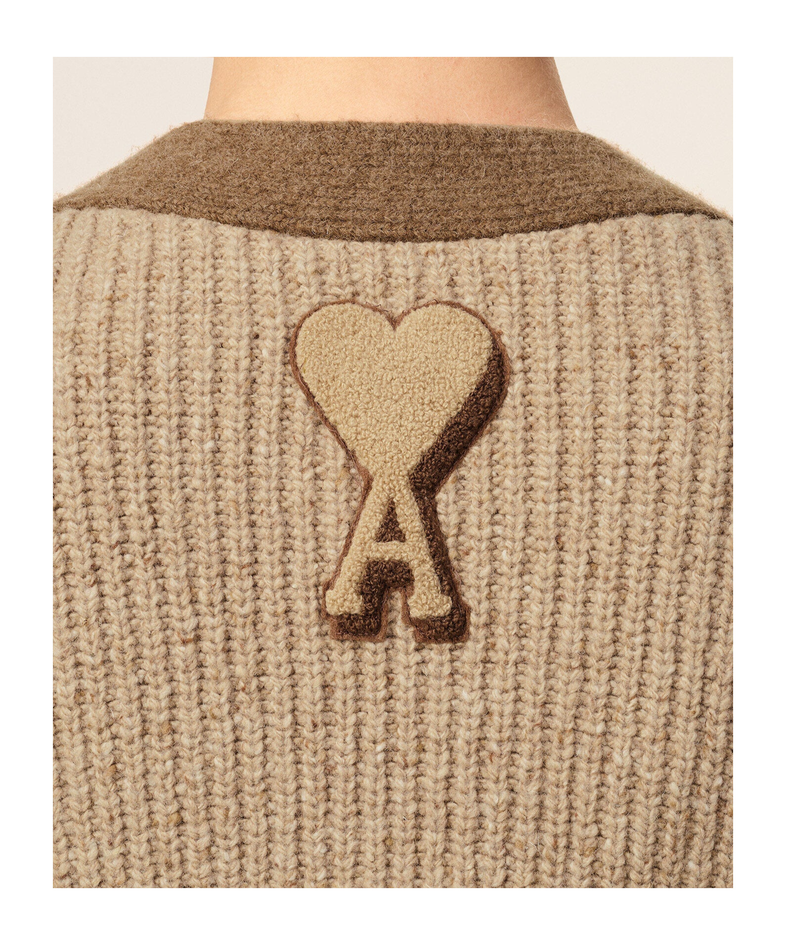Ami Alexandre Mattiussi Ami Paris Ami Striped Wool Cardigan In Brown