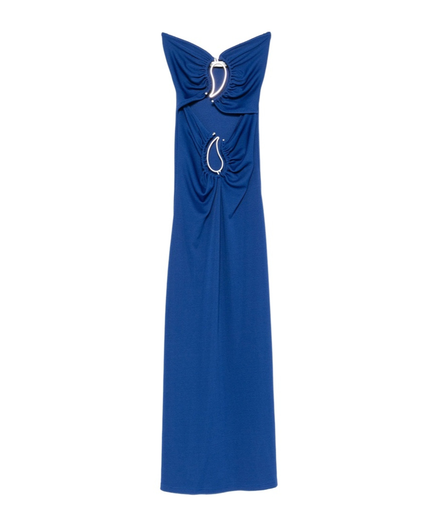 Christopher Esber Paisley Disconnect Gathered Maxi Dress In Blue