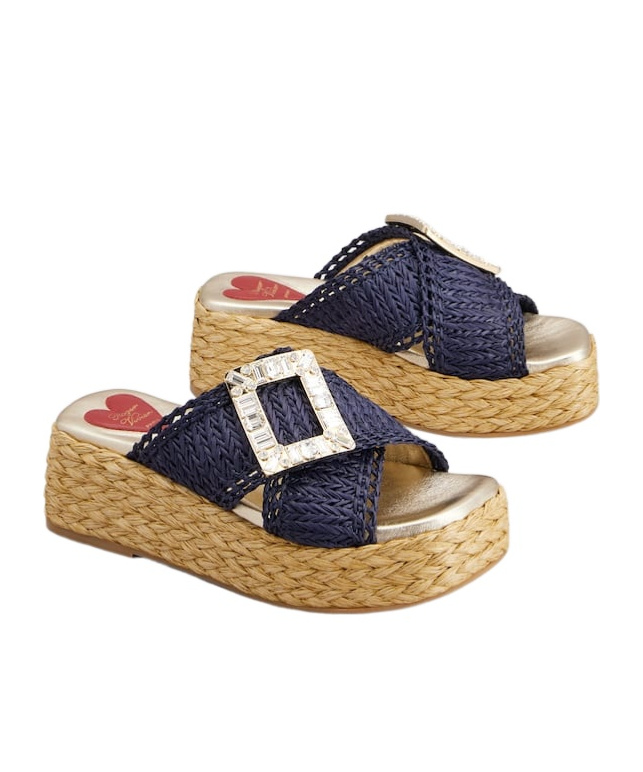 ROGER VIVIER WEDGE MULES IN RAFFIA