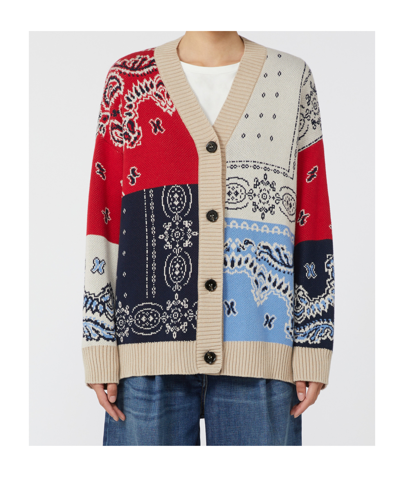 Max Mara Oversized Jacquard Yarn Cardigan In Brown