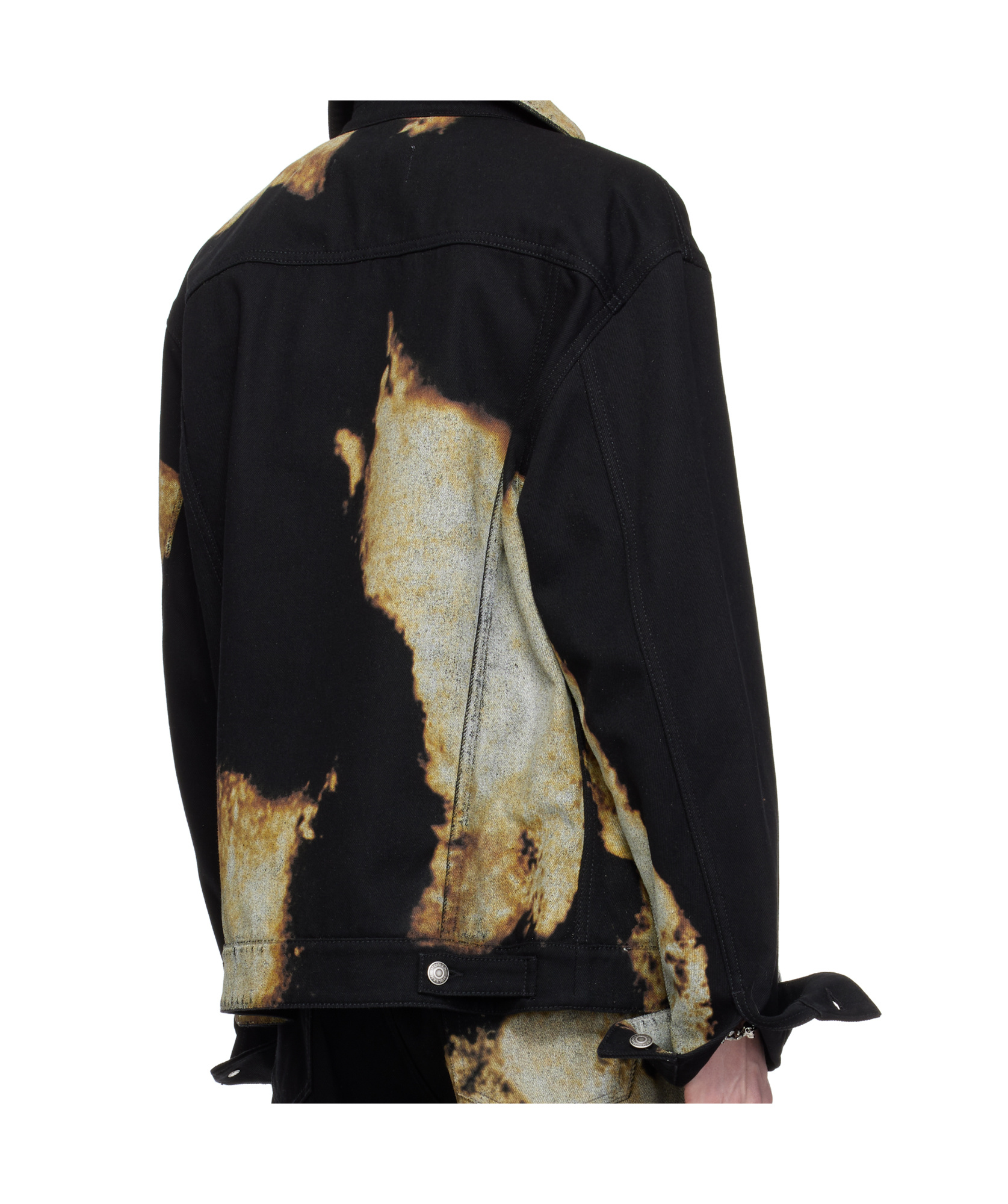 Alexander Mcqueen Abstract Print Denim Jacket In Black