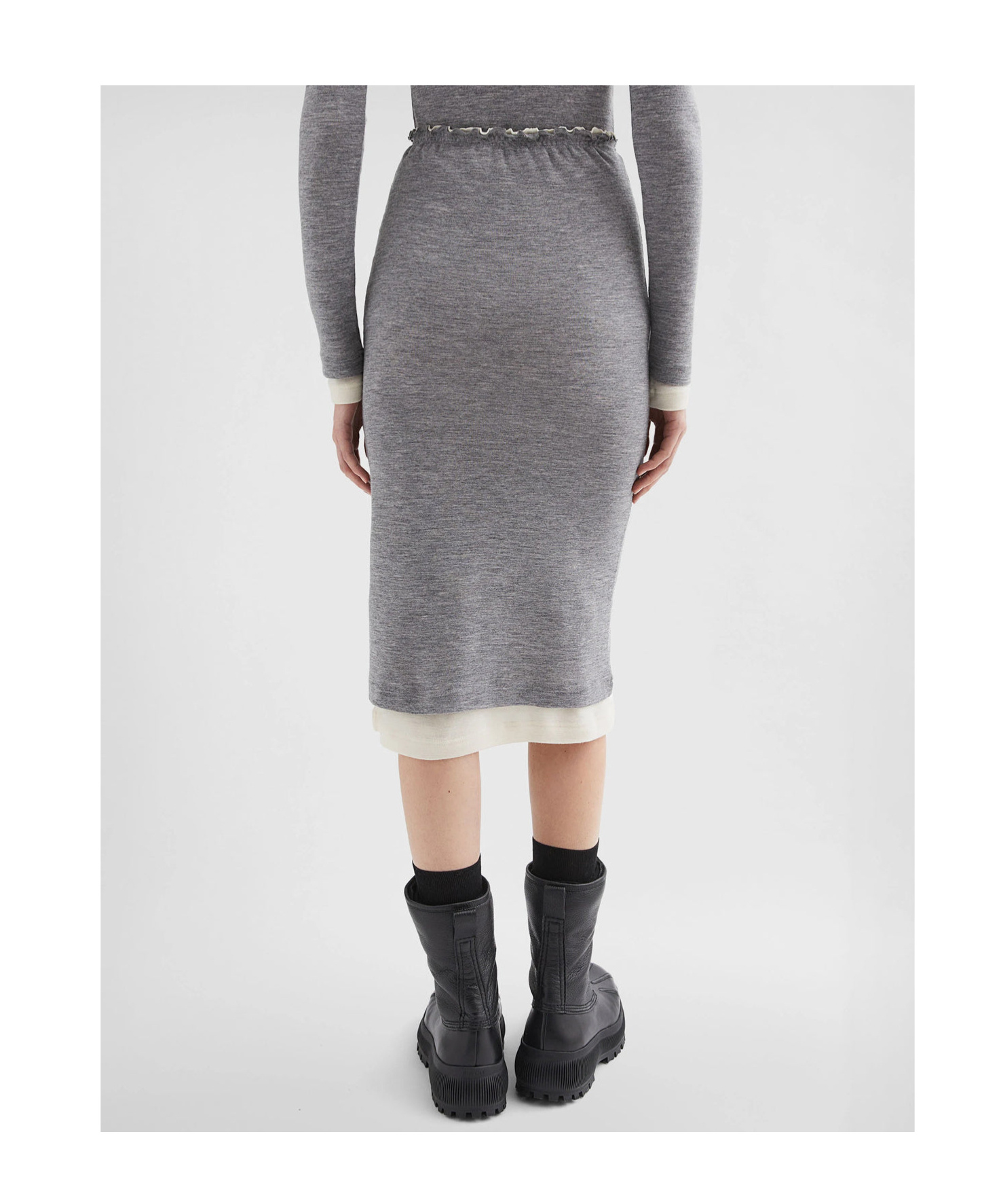 Jil Sander Lightweight Wool Layered Skirt In Gray
