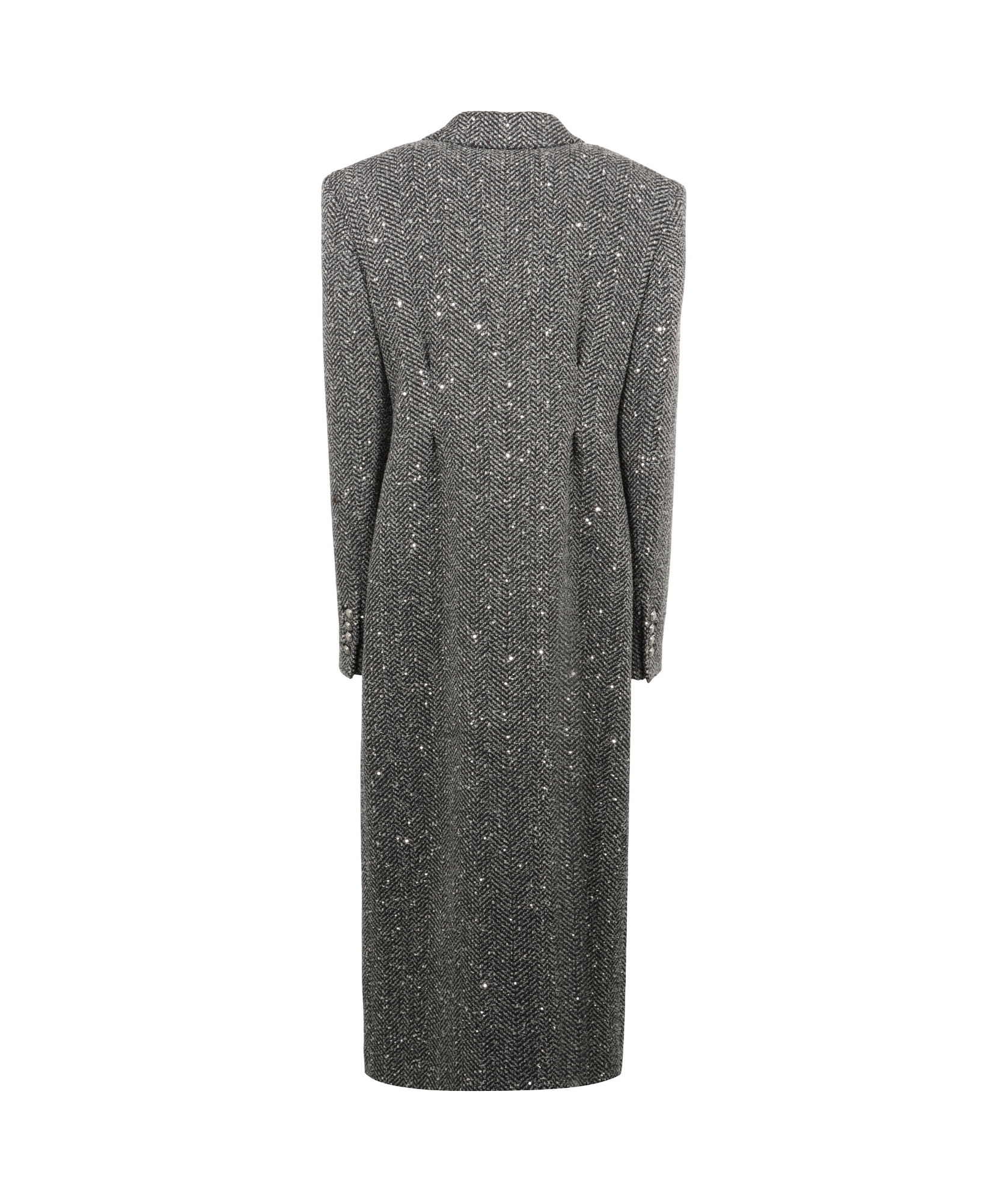 Alessandra Rich Sequin Tweed Coat In Silver