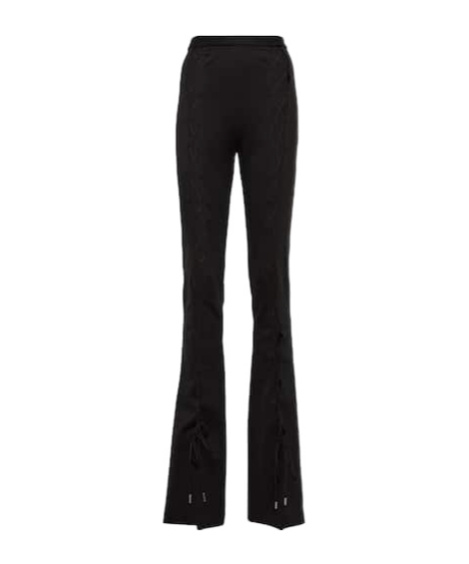David Koma Lace-up Cotton Jersey Flared Pants In Black
