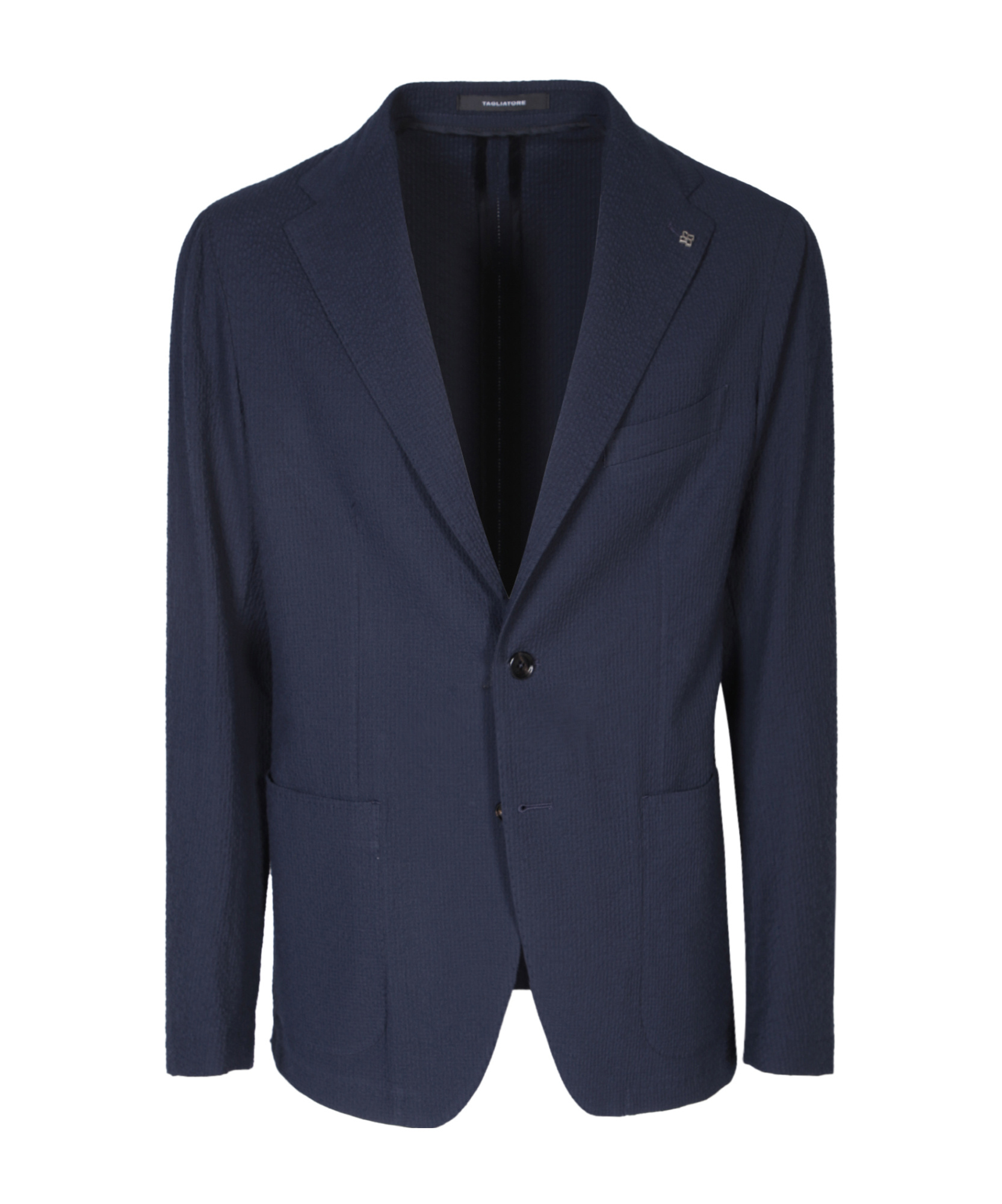 Shop Tagliatore Seersucker-texture Single-breasted Suit In Black