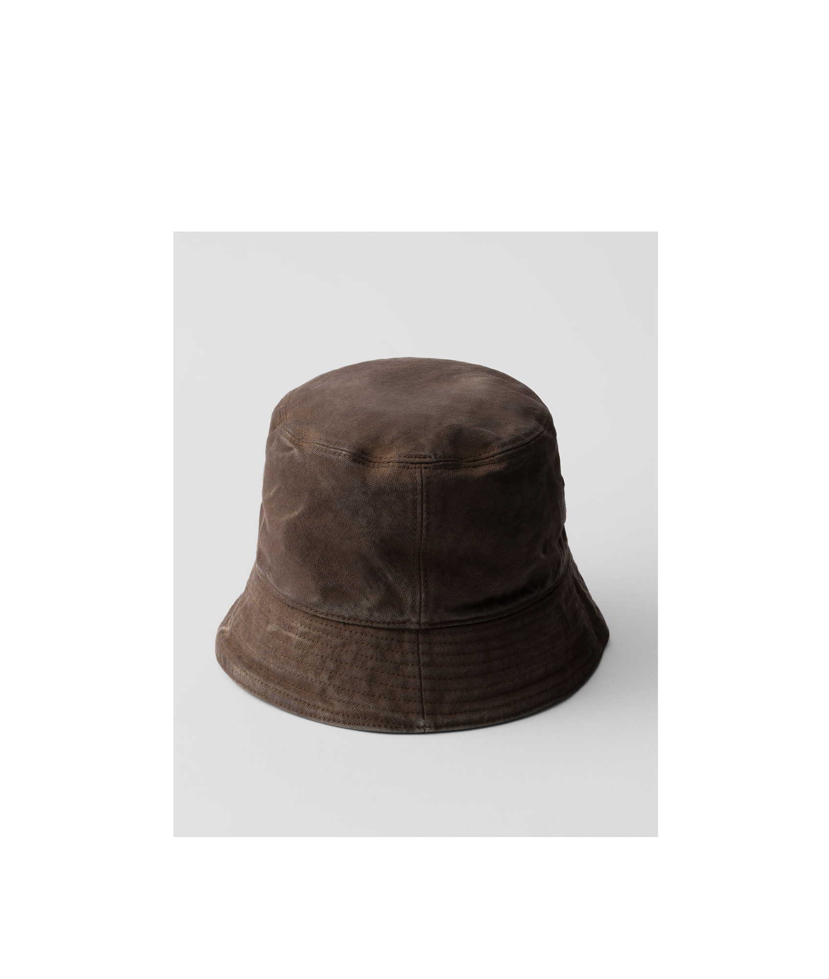 Prada Cotton Triangle Bucket Hat In Brown
