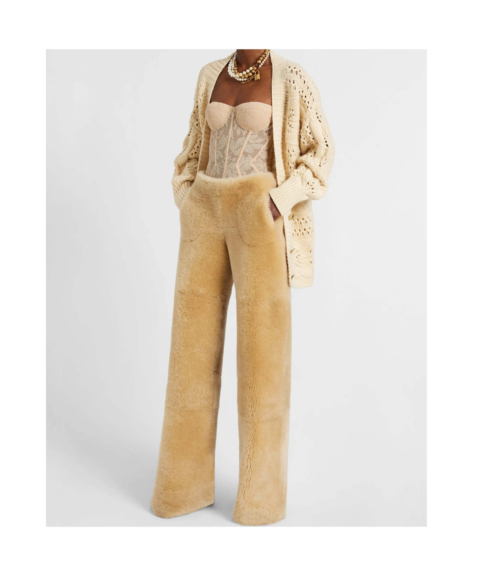Ermanno Scervino Cashmere Cardigan With Leaf Stitch Knit In Brown