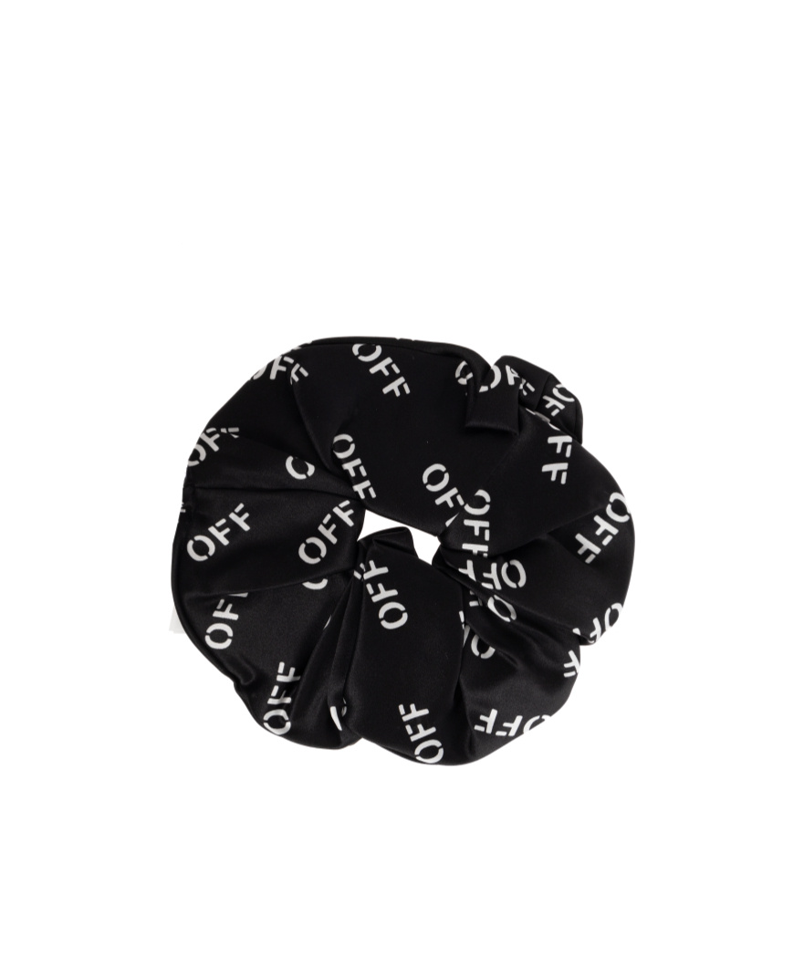 Off-white All-over Logo Patterned Scrunchie In Black
