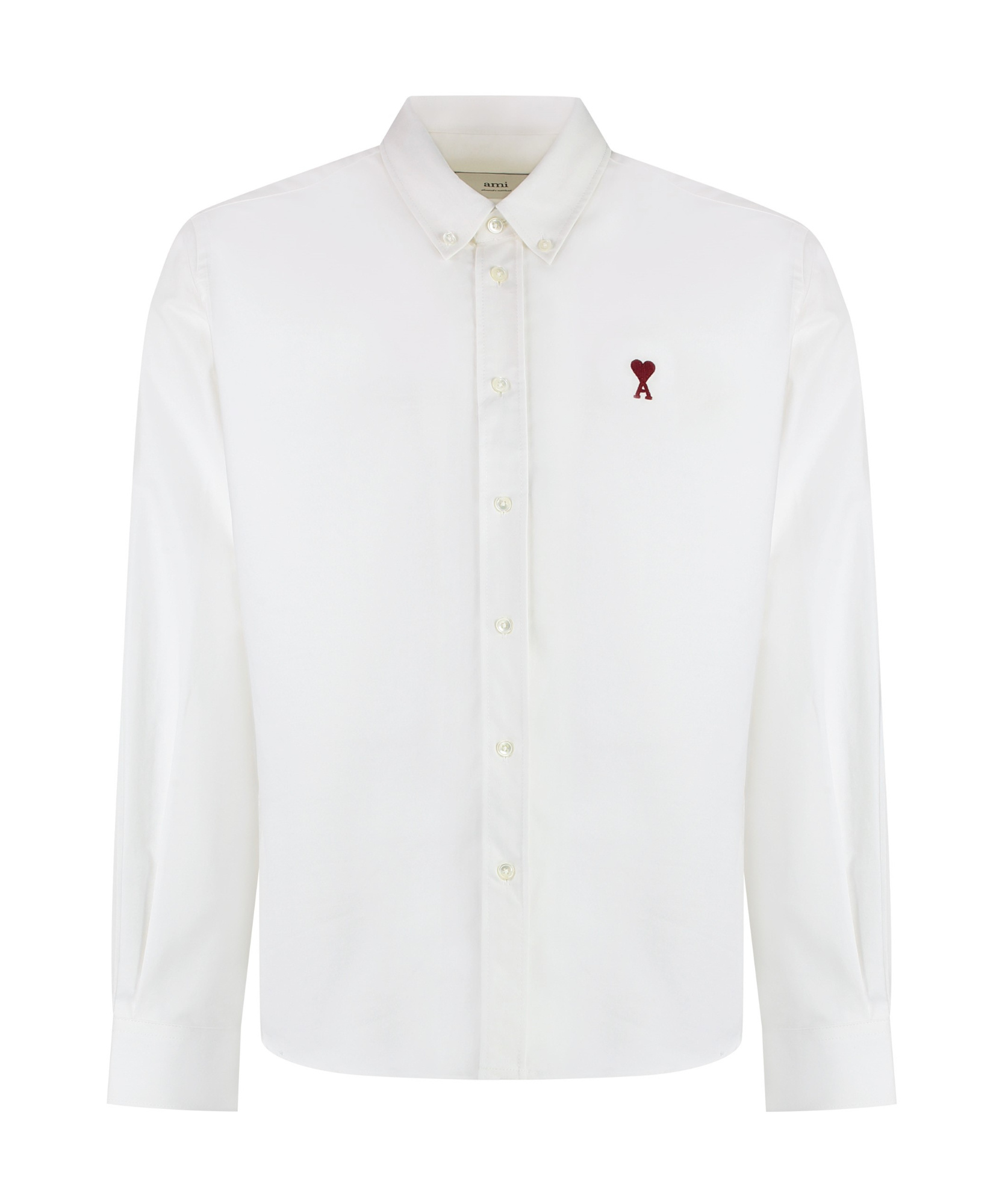 Ami Alexandre Mattiussi Embroidered Cotton Oxford Shirt In White