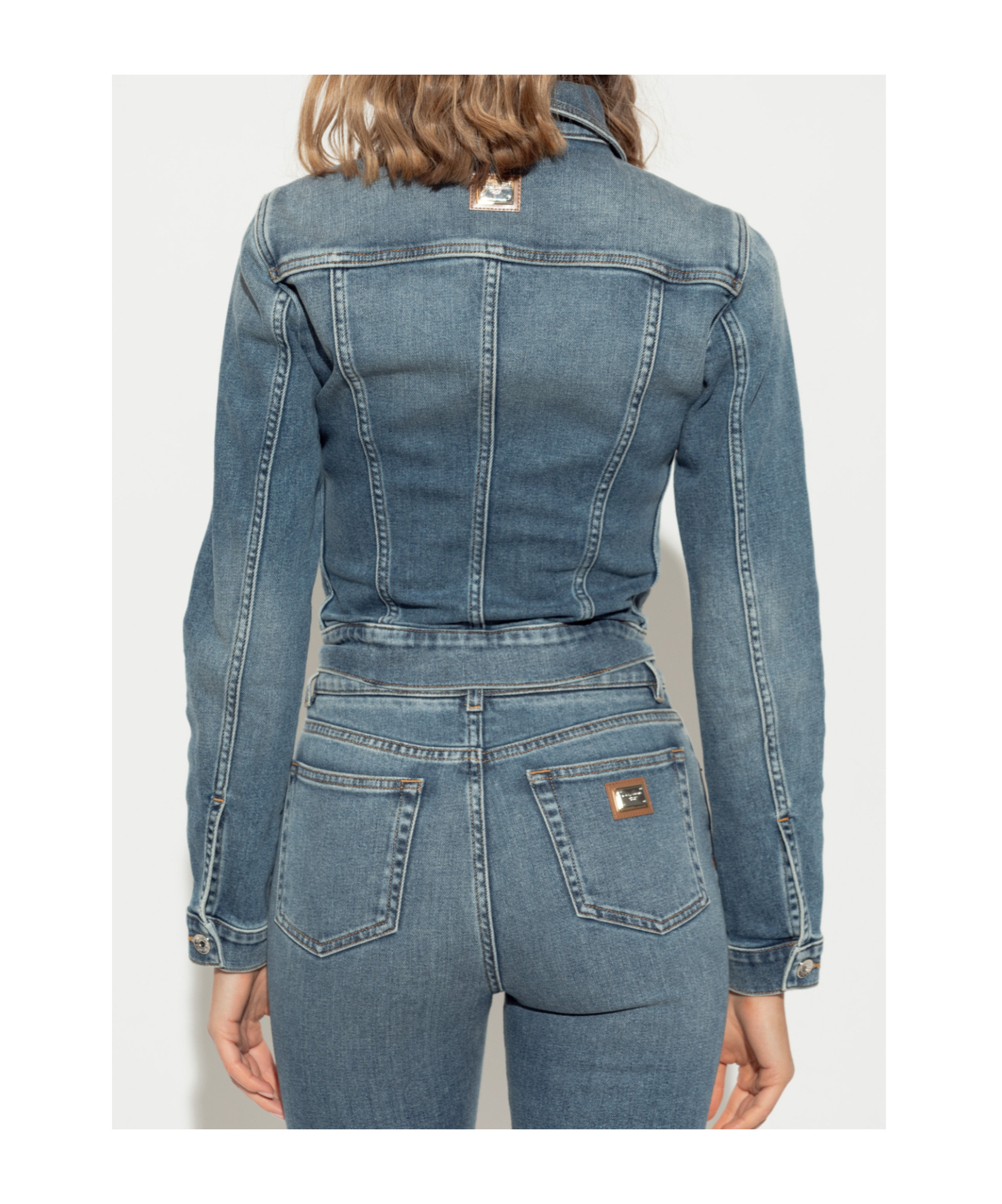 Dolce & Gabbana Logo-plaque Denim Jacket In Blue