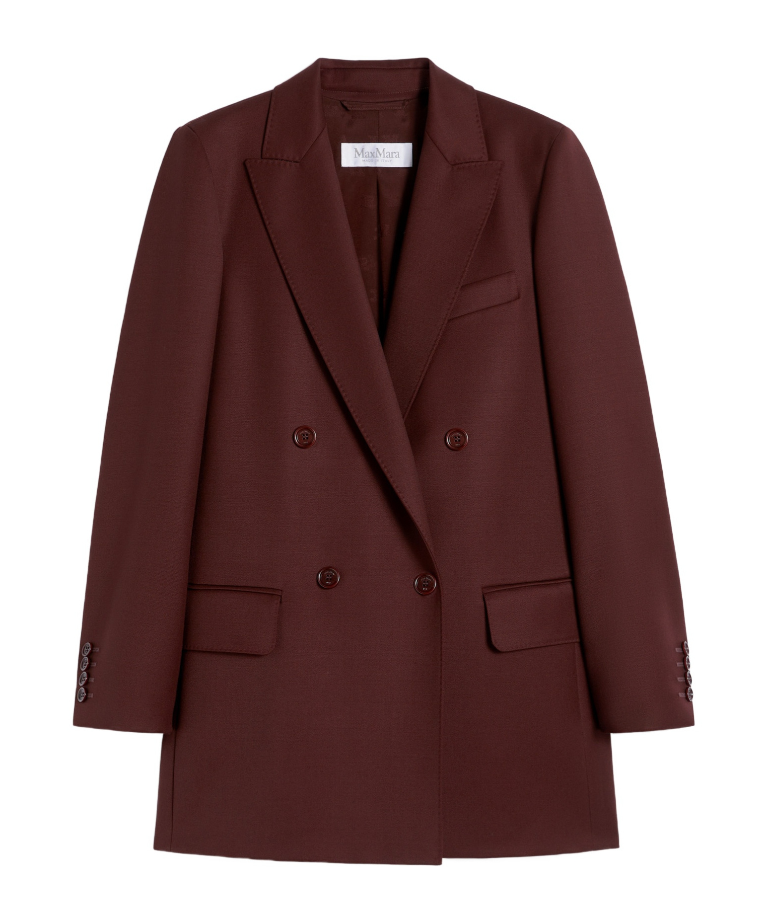 Max Mara - Double-breasted Wool Blazer In Brown