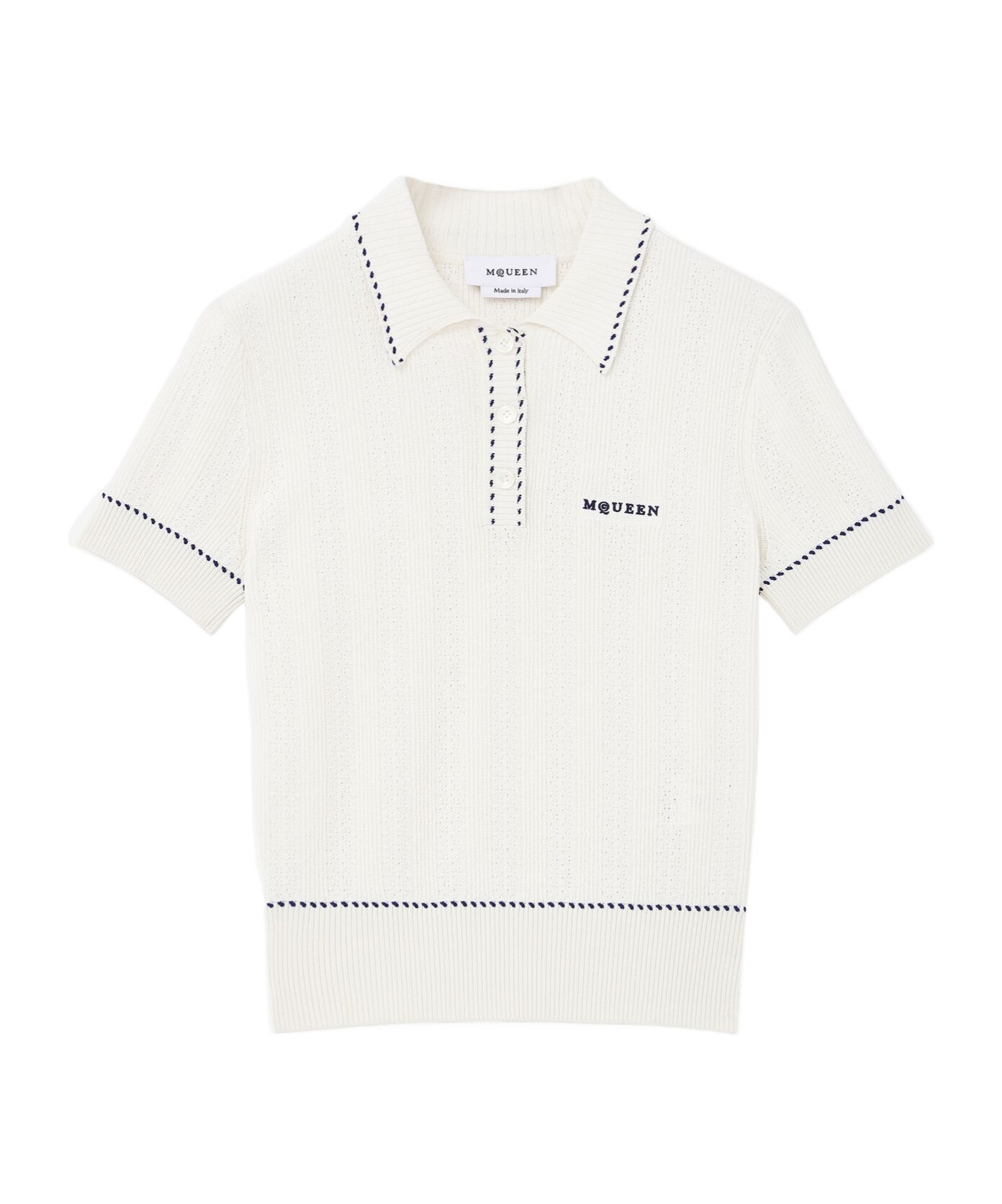 Alexander Mcqueen Ribbed Polo Shirt Contrast Trim In White