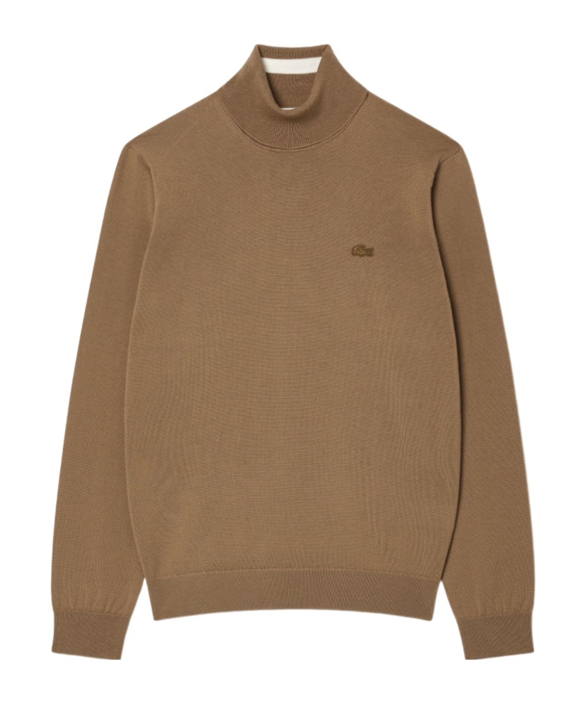 Lacoste Long-sleeved Turtleneck Sweater In Brown