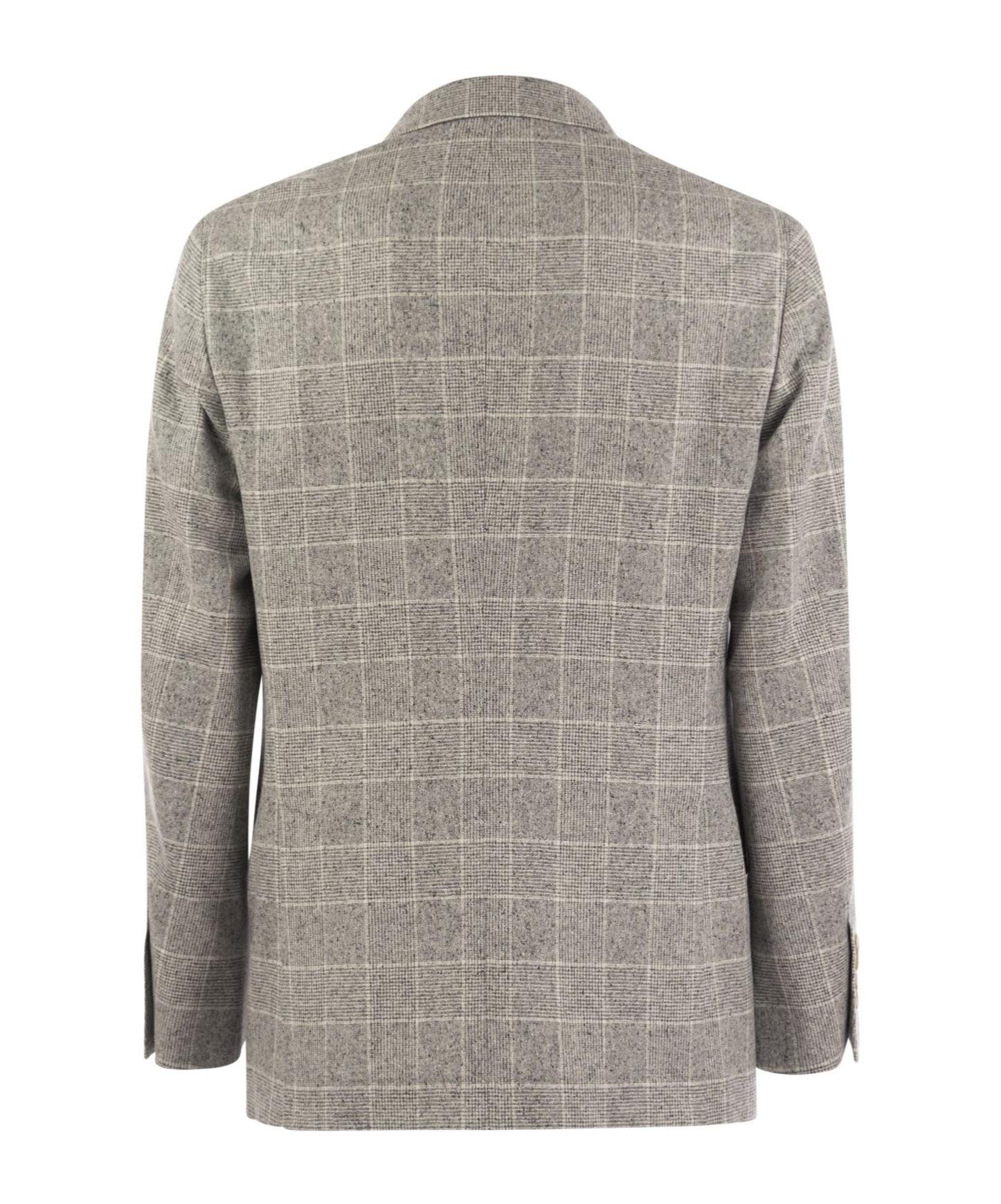 Brunello Cucinelli Prince Of Wales Checked Silk-blend Blazer In Gray