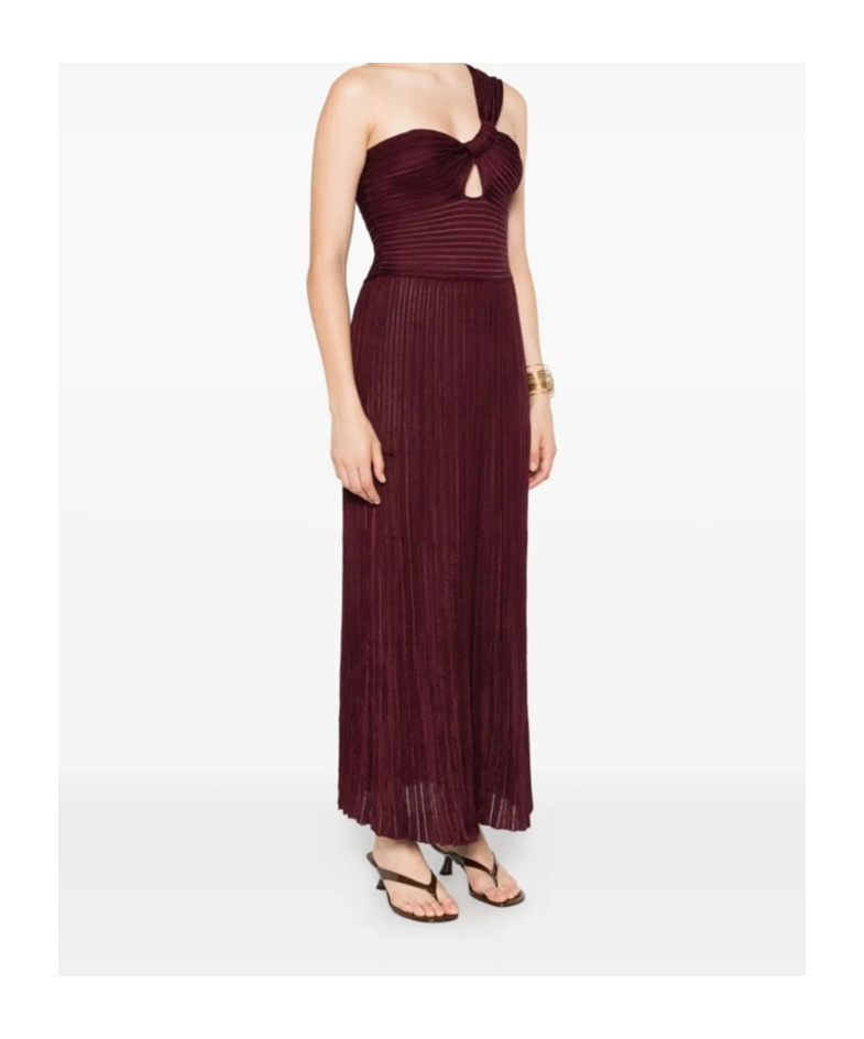 Gabriela Hearst Pleated One-shoulder Dress In Brown