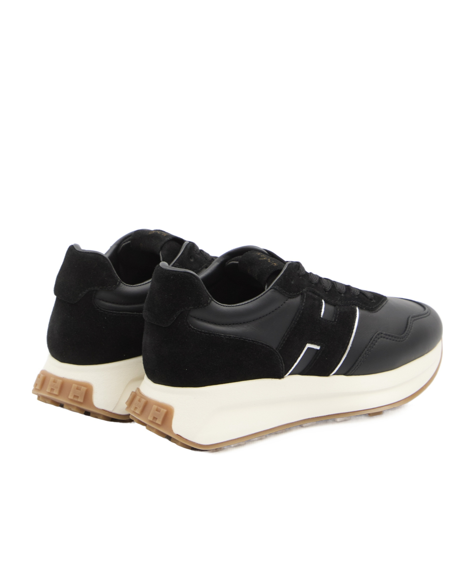 Hogan H641 Black Leather Sneakers In Black