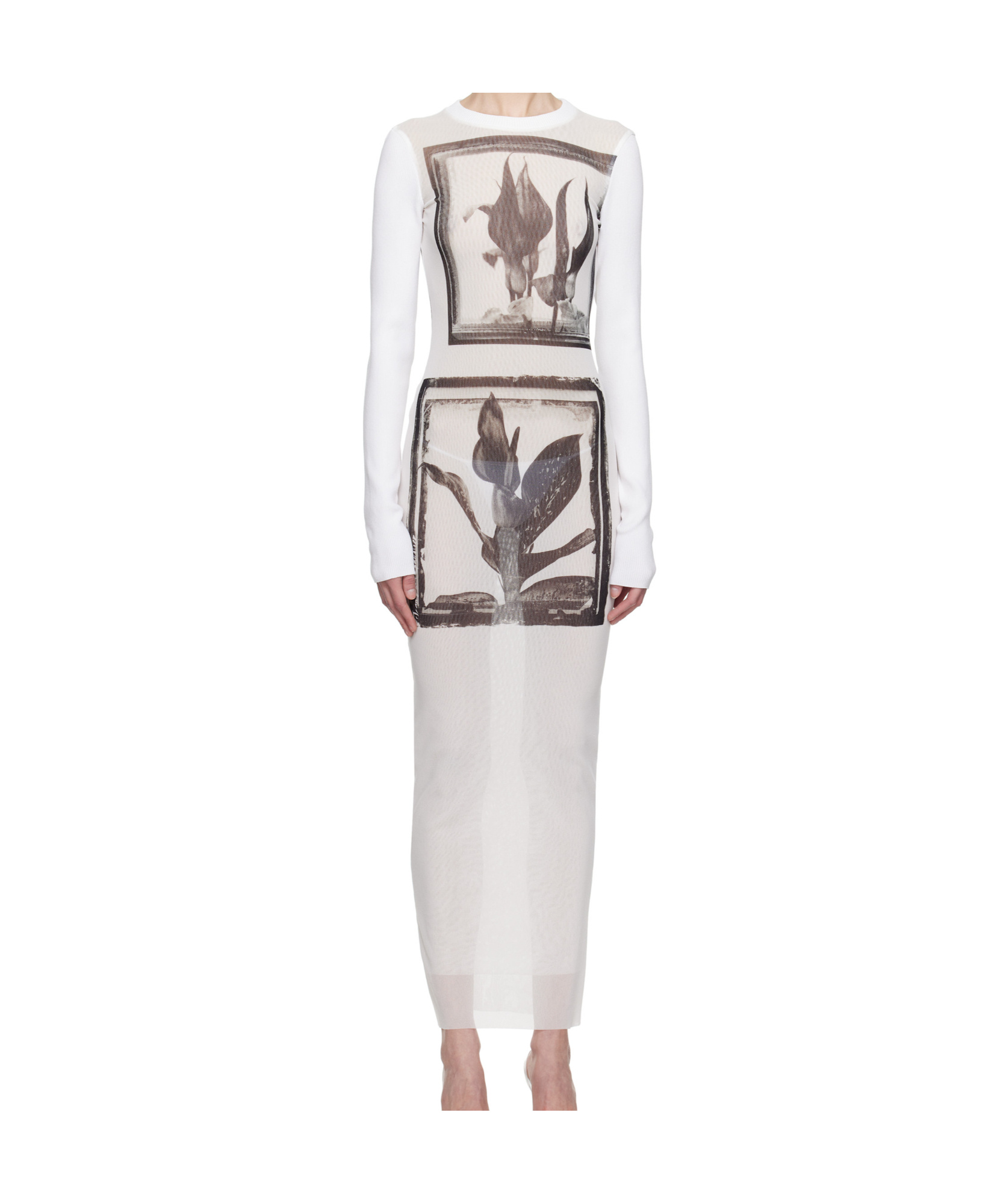 Jean Paul Gaultier Round Neck Long Dress In White