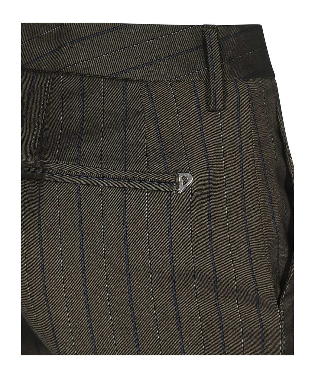 Dondup Striped Cropped Trousers In Black