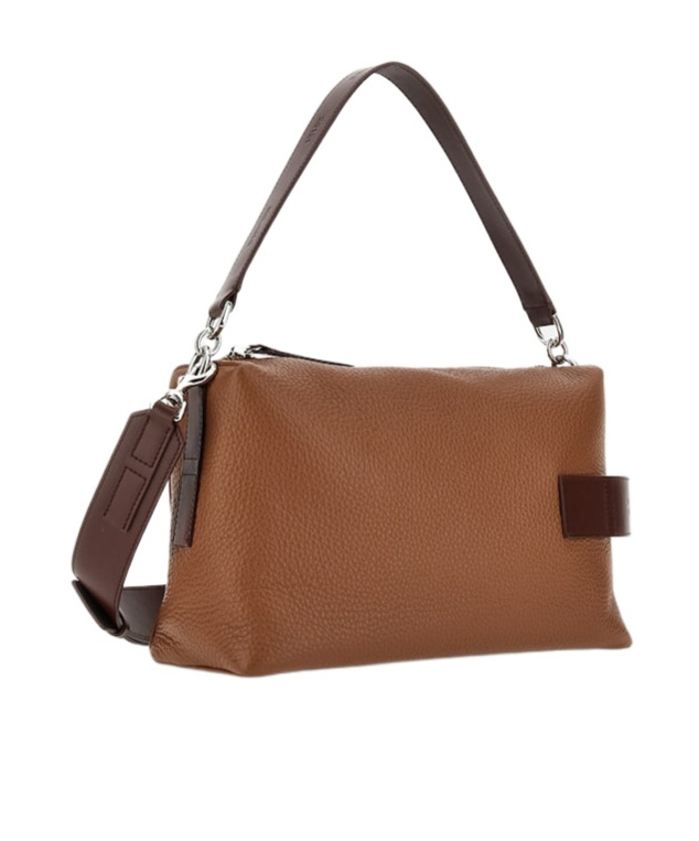 Hogan Script Bauletto Leather Shoulder Bag In Brown