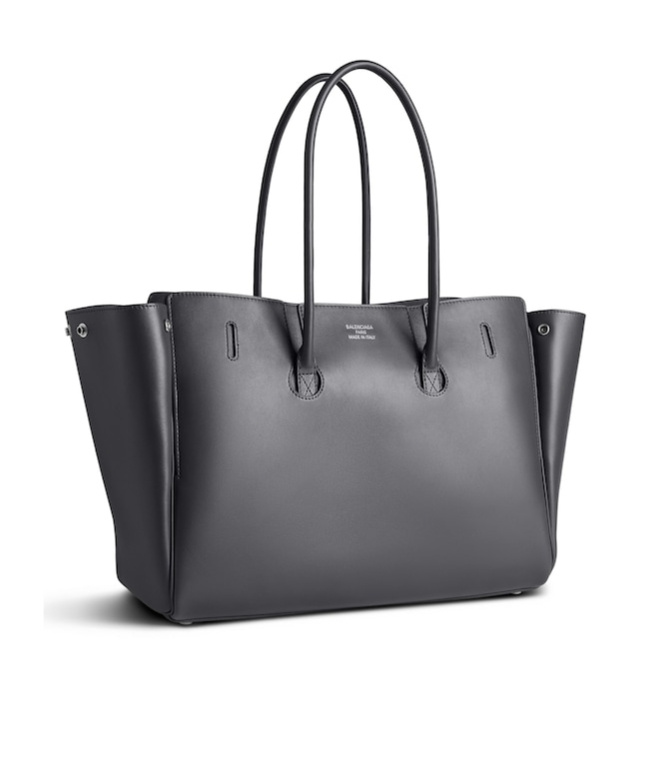 Balenciaga Medium Leather Bel Air Carry All Tote Bag In Grey