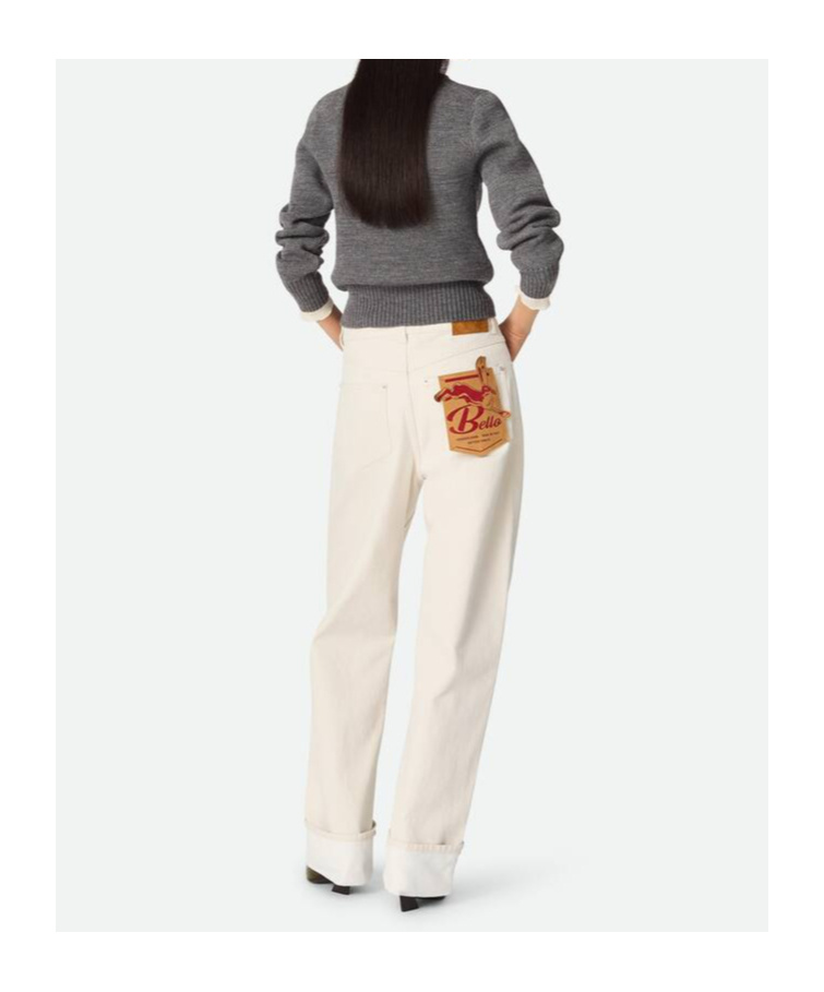 Bottega Veneta Denim Pants Stone Washed In White
