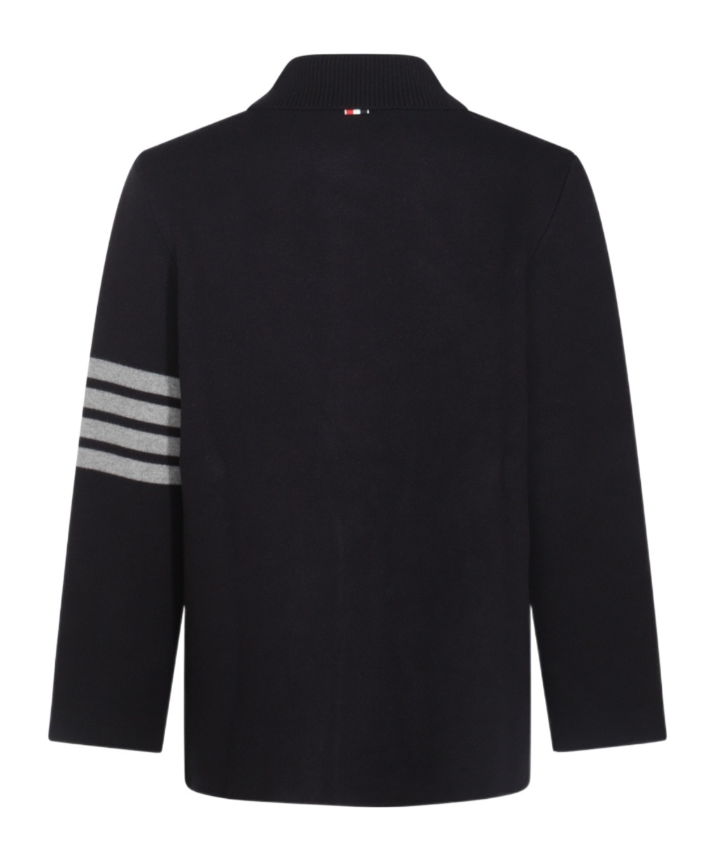 THOM BROWNE STRIPE-DETAILING WOOL BLEND CARDI-COAT