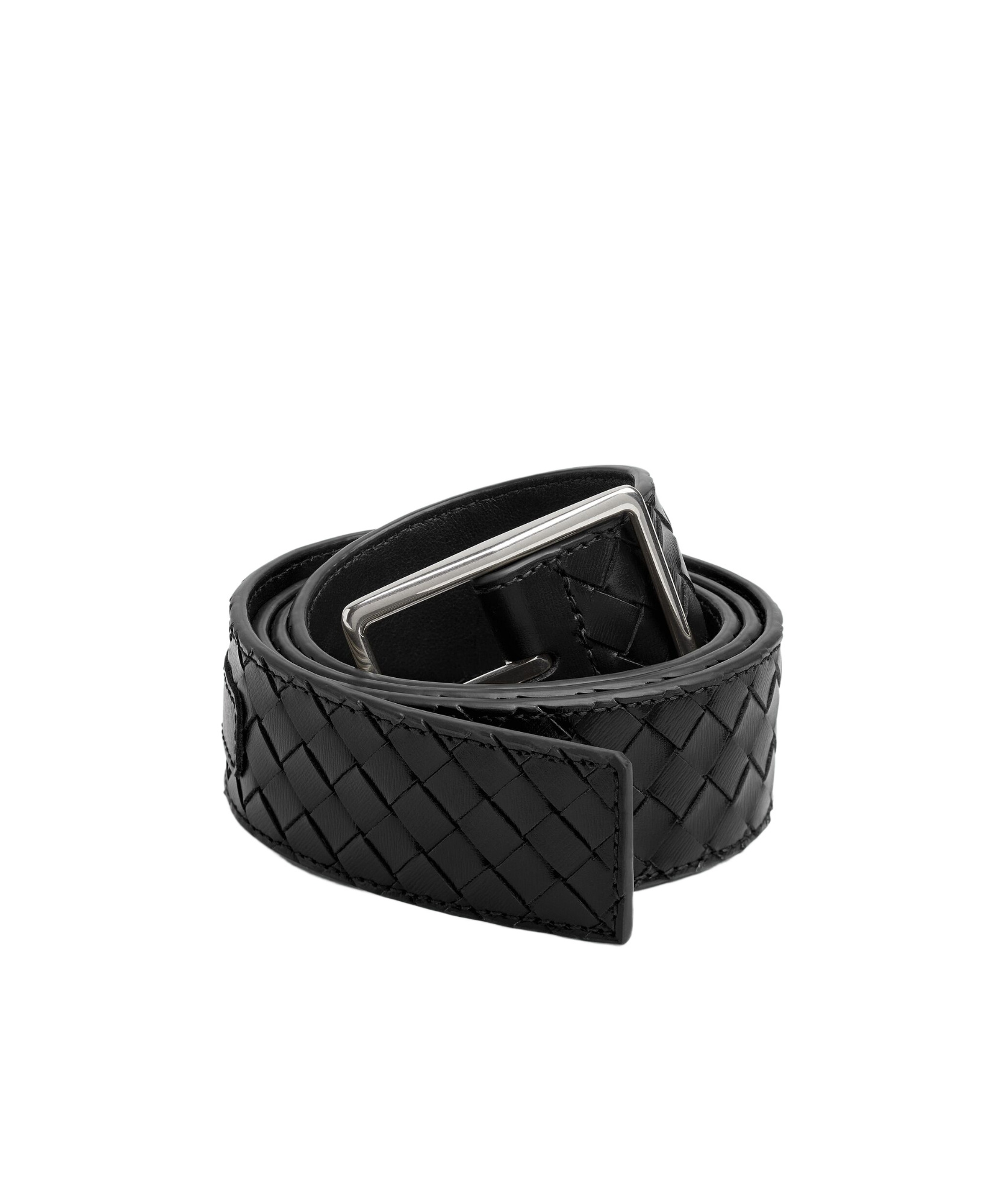 Shop Bottega Veneta Intrecciato Piccolo Belt In Black
