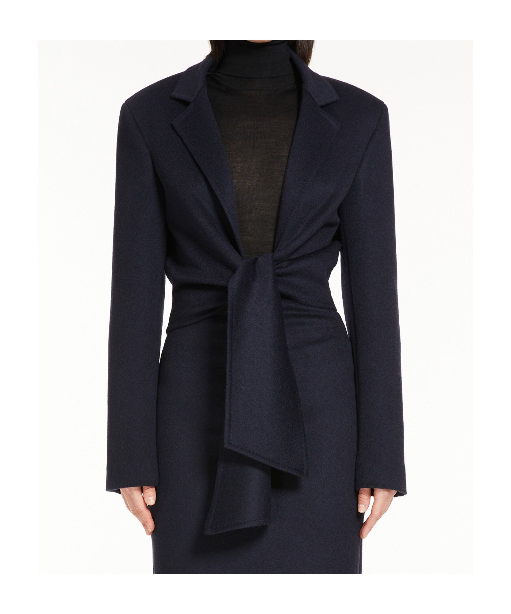 Max Mara Sash Detailed Straight Hem Cropped Jacket In Black