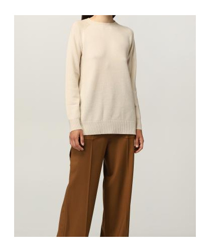 Max Mara Long Sleeve Round Neck Pullover In White